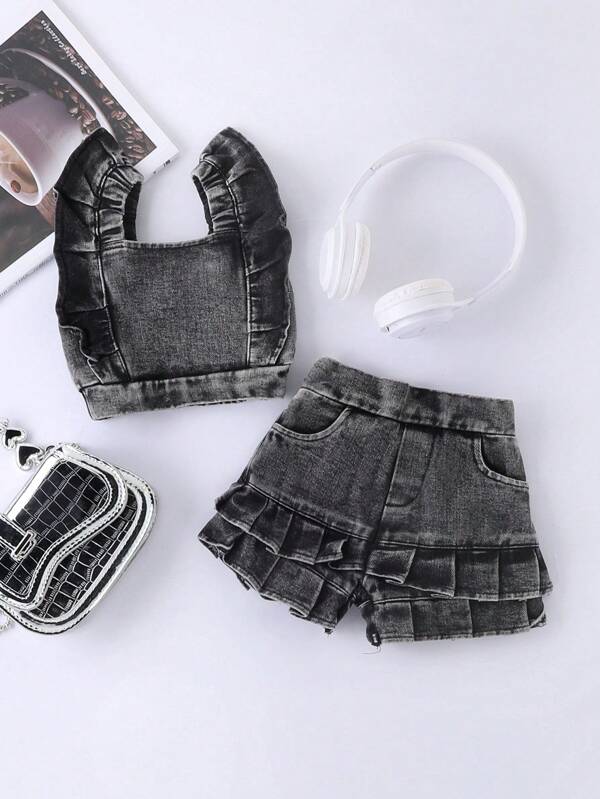 SHEIN 女婴酷炫牛仔装，夏季