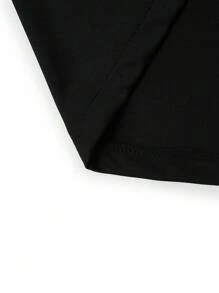 SHEIN Clasi Women Plus Size Elegant Long Sleeve Turndown Collar Hem Dress, Autumn - Black - View 5