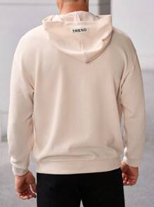 Manfinity Homme Letter Embroidered Hoodie With Pocket, Casual Long Sleeve Sweatshirt - Apricot - View 2