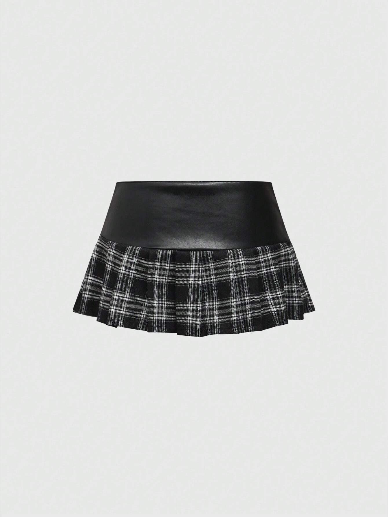 韓国発!【BLACKUP】Lecce Checkered Pleats Mini Skirt Pants Linsel check pleated mini skirt pants - BLACKUP