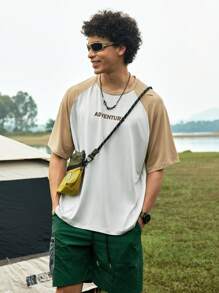 In My Nature 男式撞色字母印花圆领短袖运动 T 恤 - 彩色 - 查看 8