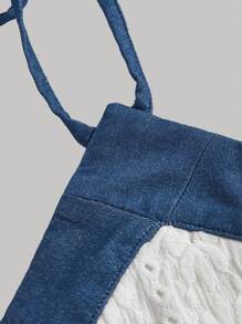 SHEIN MOD Plus Size Vintage Jacquard Knit Contrast Trim Tank Top - White - View 3