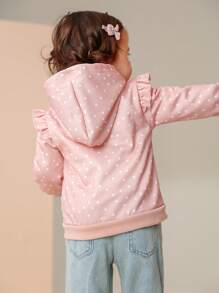 SHEIN Playful Pals 女婴圆点针织夹克，流行时尚外套，春/秋