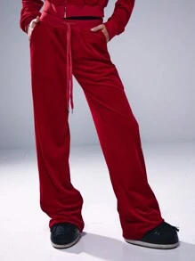Musera Sport Drawstring Wide Leg Tracksuit Bottoms Vacation Cute Sexy ,Padel, Tennis, Pickleball - Red - View 2