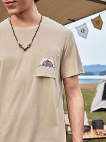 In My Nature T-shirt à manches courtes avec col rond pour homme, imprimé de lettres et de dessins animés, pour usage extérieur