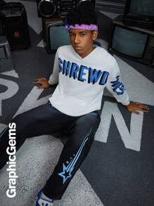 SHEIN Explorewe Teenage Boys Letter Print Hooded Long Sleeve Casual Sweatshirt - White - View 3