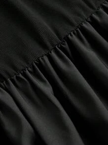 SHEIN MOD Plus Size Women Black Double Layer Detachable Hem Dress For Women,Black Prom Dress,Formal Dress,Fall Women Dresses,Cruise Women Outfits, Dress,Homecoming Dresses,Princess Women Dress,Renaissance Dress,Vintage Dress,Black Elegant Dress - Black - View 8