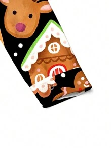 PopScrub Women Colorful Cute Cartoon Animal Christmas Lucky Gingerbread Men Print Nurse Scrub Uniform Jacket For With Pockets Lab Coat Scrub Uniforms Top - Multicolor - View 4