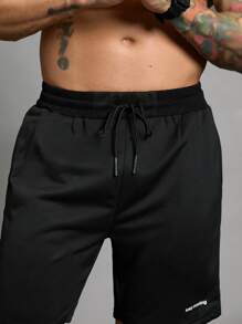 Manfinity Sport Corelite 男友风男士字母印花抽绳腰休闲运动短裤