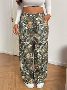 SHEIN EZwear Plus Size Women Casual Printed Pants, Suitable For Daily Outings - Multicolor - View 1