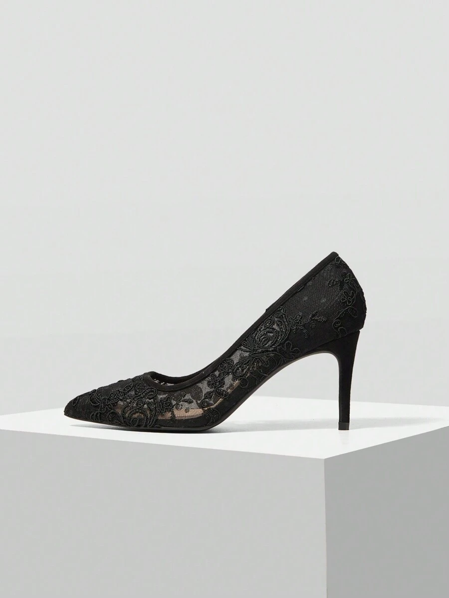 MOTF PREMIUM SEXY LACE SHEER POINT TOE STILETTO HIGH HEELS, FASHION FOR EVENING PARTY FOR AND VIBE, AND WINTER, FOR VALENTINE'S DAY, SPRING SHOES, SPRING BREAK EASTER PROM HEELS FOR CHRISTMAS