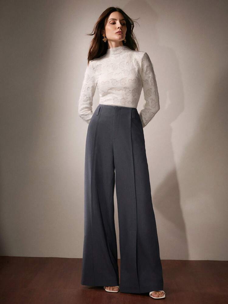 Fashion Casual Women's Design Front Slit Wide Leg Pants