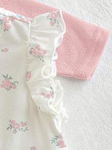 Cozy Pixies Bộ 2 váy xòe cổ tròn họa tiết hoa cho bé gái và áo len cardigan tay dài, phong cách nữ tính - Hồng - Xem 8