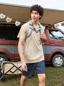 In My Nature T-shirt à manches courtes avec col rond pour homme, imprimé de lettres et de dessins animés, pour usage extérieur