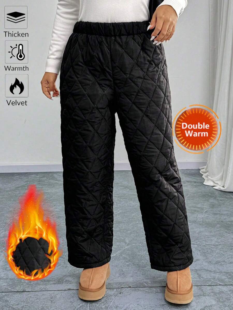 Calvaya 大码纯色简约长裤，休闲日常穿着