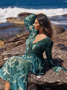 SHEIN VCAY Vacation Outfits Woman Holiday Party Dress Christmas Shirt New Year Eve Dress,Holiday Outfits Boho - Multicolor - View 7