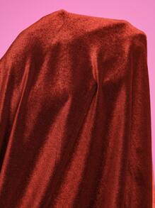 Slaydiva Plus Size Black Velvet Underwire Detail Draped Midi Dress-O - Redwood - View 6