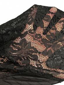SHEIN Essnce Plus Size Women's Autumn And Winter Fashion Elegant Comfortable Transparent Lace Stitching Black Tight Long-Sleeved T-Shirt,Fall Women Clothes,Office Wear,Curv Tops,Sexy Long Sleeve Tops,Party Women ,Business Casual Women,Work Wear,Christmas Party,New Year Eve,Classy Outfits