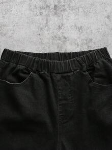 2 件套青少年男孩休闲保暖拉链夹克和厚裤子，适合秋冬季 - 黑色 - 查看 5