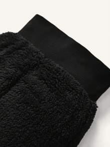 Cozy Pixies 女婴两件套服装：连帽羊毛夹克和厚高腰裤 - 黑色 - 查看 4