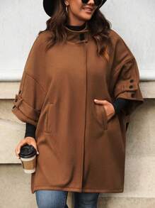 SHEIN Clasi Plus Size Turn-Down Collar Long Sleeve Button Front Elegant Knitted Sweater