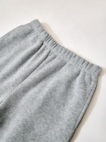 Conjunto de sudadera de cuello redondo de punto informal para niñas preadolescentes