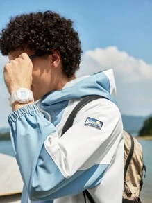 Manfinity Sport Corelite Áo khoác hoodie thường ngày thêu chữ Raglan tay áo màu tương phản cho nam - Nhiều màu - Xem 3