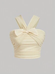 SHEIN MOD Bộ 2 chiếc nơ xoắn ngọt ngào cổ điển cỡ lớn trang trí xếp nếp - Màu be - Xem 7