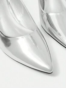 MOTF PREMIUM SILVER POINTED TOE HIGH HEEL PUMPS FOR WOMEN, FOR VALENTINE'S DAY - Silver - View 6