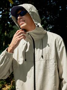 In My Nature Veste décontractée à capuche zippée, coupe-vent, de couleur unie pour hommes, manches longues - Prune - Voir 3