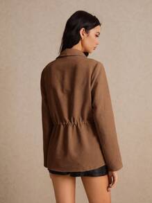 Poéselle 秋冬翻盖口袋抽绳腰带夹克