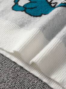 Manfinity VCAY Unisex Jacquard V-Neck Knit Vest With Dinosaur Pattern, For Fall Winter