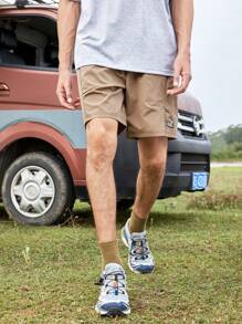 In My Nature 男式抽绳腰部户外短裤，带迷彩细节 - 咖啡棕 - 查看 9