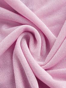 SHEIN Essnce 1pc Women Elegant 3D Floral Pleated Split Slim Fit Long Sleeve Top, Autumn,Pink Long Sleeve Dress, - Pink - View 5