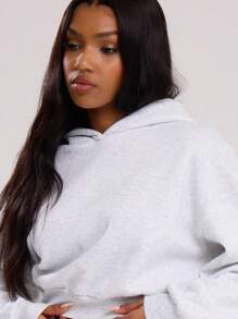 MUSERA Cropped Hooded Zip Hoodie Relaxed Fit Sweatshirt Back To School Winter Cosy Cute Casual Everyday Y2K Streetwear Capsule Wardrobe White Spring - Grey - View 4