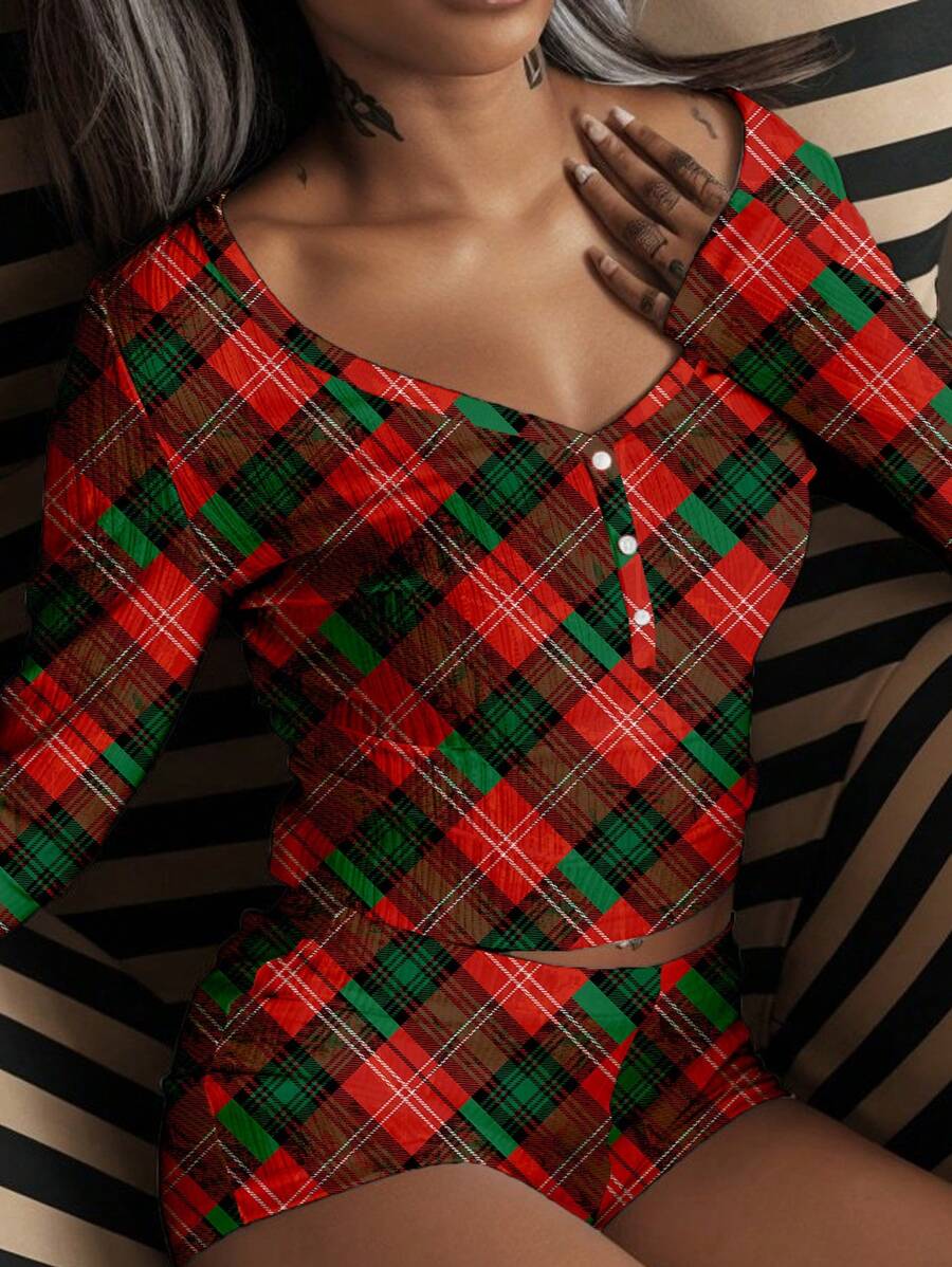 Slaydiva 2 件套女式罗纹针织开衫和短裤套装,适合秋冬季的合身家居服 - 彩色 - 查看 1