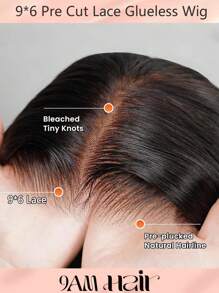 9X6 弹性闭合 预漂白 预拔 预切蕾丝 融化蕾丝 9x6 无胶闭合假发 长而柔顺的直发 100% 真人头发 9AM HAIR - S1 - 查看 4