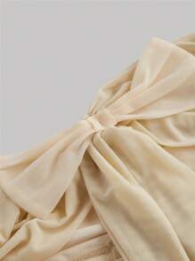 SHEIN MOD Bộ 2 chiếc nơ xoắn ngọt ngào cổ điển cỡ lớn trang trí xếp nếp - Màu be - Xem 3