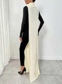 Chiquease Chaleco de suéter para mujer de cuello alto, ajustado y sin mangas, de unicolor