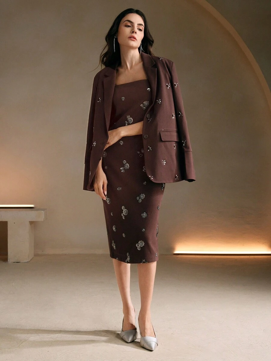 Anewsta Handmade Flower Bubble Bead Knitted Dress