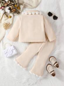 SHEIN 2 件套女婴优雅可爱夹克 + 裤子套装，秋冬 - 彩色 - 查看 2