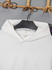 SHEIN Leap Crew 青少年男孩休闲街头时尚标志图案连帽衫和运动裤两件套，适合通勤、上学、休闲外出、运动装、秋冬季 - 紫色 - 查看 5