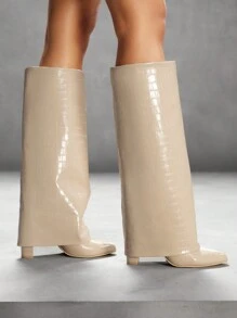CUCCOO SZL Women's Fashion Apricot Color Pants Boots, Pointed Toe High Shaft Chunky Heel Over-The-Knee Boots, Sexy & Chic Riding Boots For And Vibe And Spring Shoes Spring Break Easter