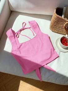 Comfortcana Camiseta sin espalda de punto rosa para el verano - Rosa - Ver 3