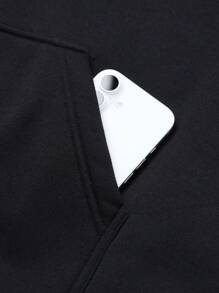 Gym Rark Boyfriend Style Men's Letter Print Hooded Long Sleeve Sweatshirt Essentials Sweatshirt, Casual Active Wear Hooded Graphic Sports Sweatshirt - Black - View 5