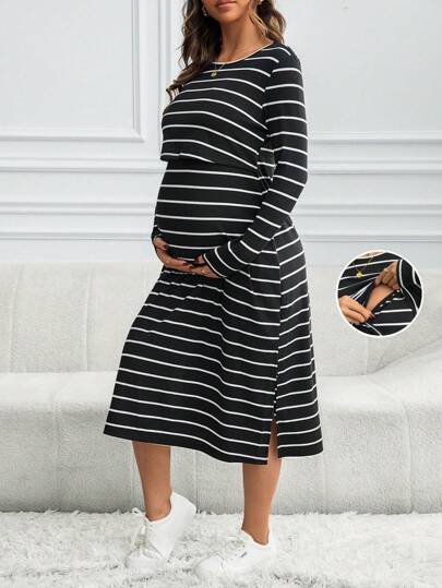 SHEIN Maternity Casual Nursing Dress