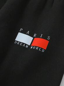 2pcs/Set Young Boys Fashion Casual Fleece Pullover Hoodie Sweatshirt And Solid Color Pants Set, Suitable For Boys Aged 4-7 Years Old In Spring, Autumn And Winter. The Front Contrasting Graphic Pattern Is Simple And Elegant, Matching With The Solid Color Pants, Creating A Casual And Comfortable Look For Everyday Wear In Spring, Autumn And Winter Seasons - White - View 6