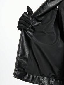 NEON BLANC Chaqueta bomber de manga larga de PU con bordado reflectante, estilo urbano