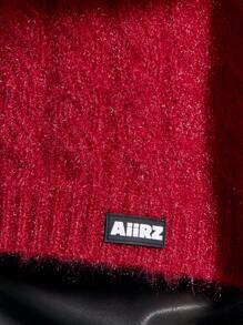 AiiRZ Fuzzy Knit Sweater Balloon Sleeve Cozy Winter Holiday Festive Pullover Soft Sweater Fashion Jumper Fall Casual Knitwear - Red - View 4