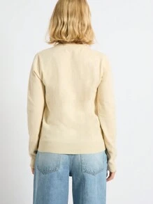 AiiRZ Casual V-Neck Knit Pullover Classic Essential Winter Fall Ribbed Sweater Long Sleeve Lightweight Cropped Basic Jumper